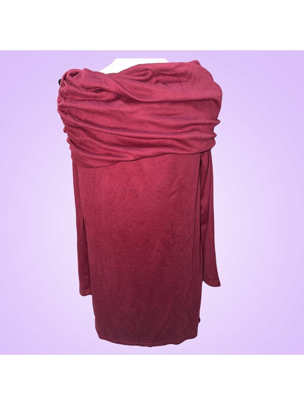 Kenoce Womens Medium 8 10 Burgundy Red Cowl Off Shoulder Tunic Top NWT
